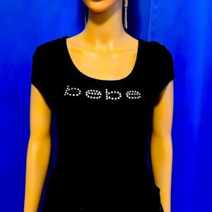Bebe-Black with silver rhinestones short sleeve shirt